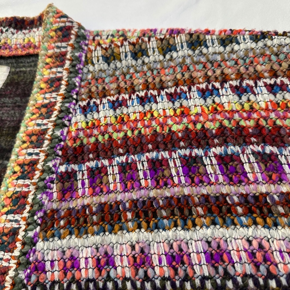 Anthropologie dRA Kimono Cardigan M Chunky Rainbow Boho Eclectic Folk Open Front - Picture 8 of 10